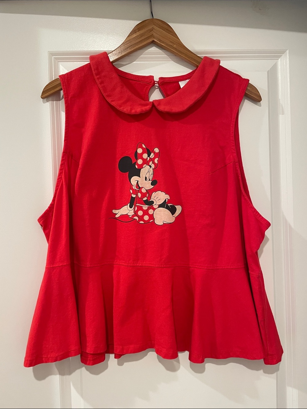 Disney parks Red Minnie Mouse Peplum Tank Top size 2x 100% organic cotton